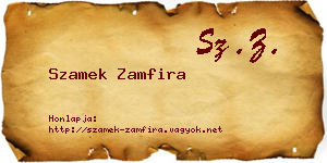 Szamek Zamfira névjegykártya